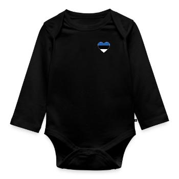 Cœur de drapeau de l’Estonie - Body Bébé bio manches longues - noir - Devant