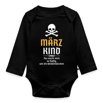 Märzkind - Sternzeichen Widder - Sternzeichen Fisc - Baby Bio-Langarm-Body - Schwarz - Vorne
