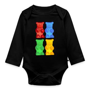 Gummy bears - Organic Longsleeve Baby Bodysuit - black - Front