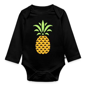 ANANAS STYLIZED - Organic Longsleeve Baby Bodysuit - black - Front