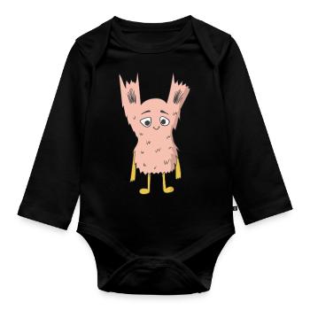 Pink Monsters - Organic Longsleeve Baby Bodysuit - black - Front