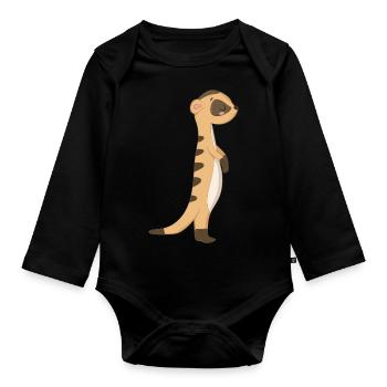 Meerkat Mongoose - Organic Longsleeve Baby Bodysuit - black - Front