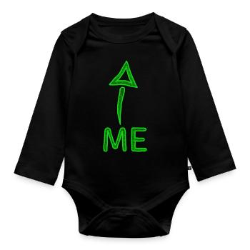Moi avec flèche - Body Bébé bio manches longues - noir - Devant