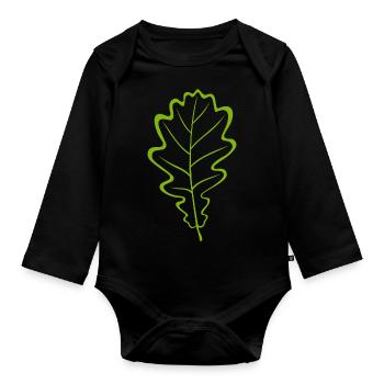 Eiche 2 - Baby Bio-Langarm-Body - Schwarz - Vorne