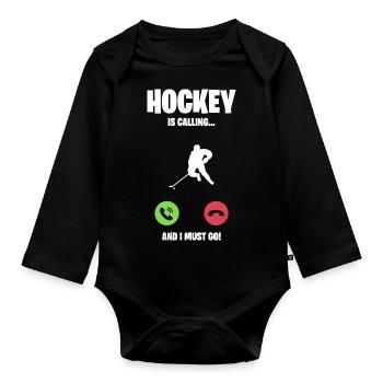 J’ai besoin d’un cadeau de hockey - Body Bébé bio manches longues - noir - Devant
