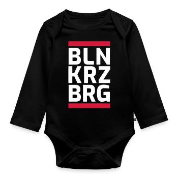 Berlin Kreuzberg Logo Design rot/weis - Baby Bio-Langarm-Body - Schwarz - Vorne