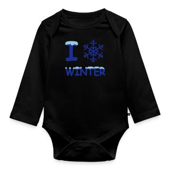 I love winter snowflake - Organic Longsleeve Baby Bodysuit - black - Front
