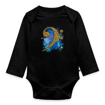 Bass - Bass Key - blue color - Organic Longsleeve Baby Bodysuit - black - Front