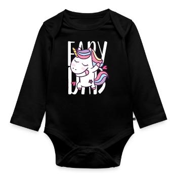 FAIRY DAB, Dabbing Unicorn, Unicorn Dab - Organic Longsleeve Baby Bodysuit - black - Front
