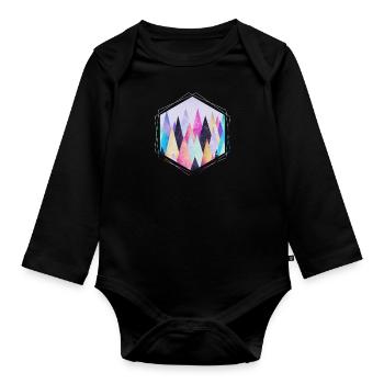 Hipster triangles (geometry) Abstract Mountains - Organic Longsleeve Baby Bodysuit - black - Front