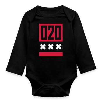 020 AMSTERDAM FLAG - Organic Longsleeve Baby Bodysuit - black - Front