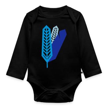 Federn - Baby Bio-Langarm-Body - Schwarz - Vorne