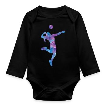 joueur de volley-ball - Body Bébé bio manches longues - noir - Devant