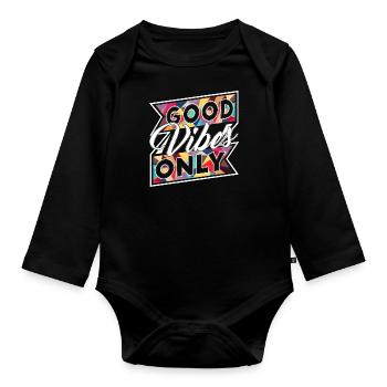 Good Vibes Only (Banner) - Baby Bio-Langarm-Body - Schwarz - Vorne