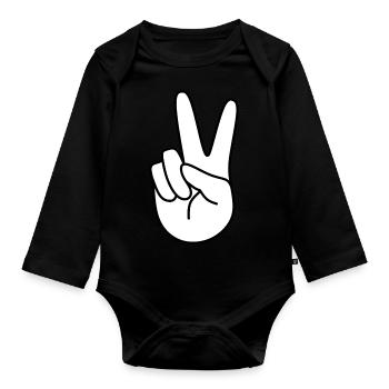 Victory, white - Organic Longsleeve Baby Bodysuit - black - Front