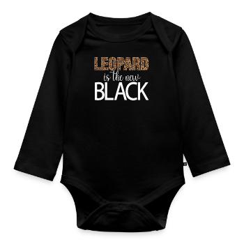 Leopard ist das neue Schwarz - Baby Bio-Langarm-Body - Schwarz - Vorne