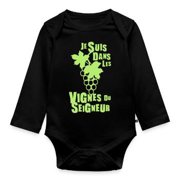 dans les vignes du seigneur expression - Body Bébé bio manches longues - noir - Devant