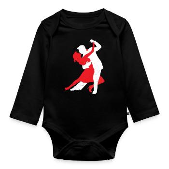 Dancing Silhouette Couple Dancers Romantic Dance - Organic Longsleeve Baby Bodysuit - black - Front