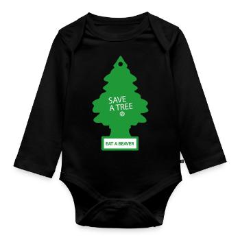 Speichern Sie einen Baum - Baby Bio-Langarm-Body - Schwarz - Vorne