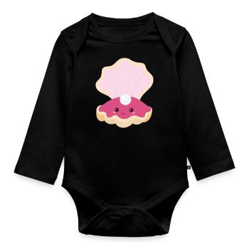 coquille - Body Bébé bio manches longues - noir - Devant
