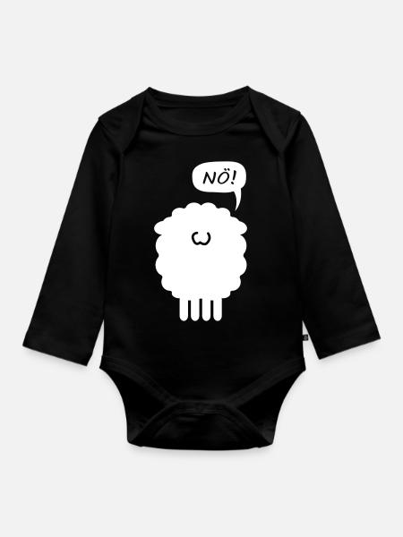 Schaf Statement Nö! - Baby Bio-Langarm-Body - Schwarz
