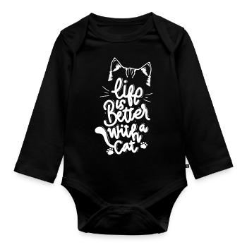 Cat, cat, animal, pet, pet - Organic Longsleeve Baby Bodysuit - black - Front