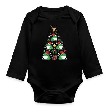 Lustiger Frosch-Weihnachtsbaum-Tierliebhaber-Feiertag - Baby Bio-Langarm-Body - Schwarz - Vorne
