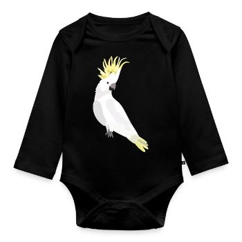 Perroquet cacatoès blanc - Body Bébé bio manches longues - noir - Devant