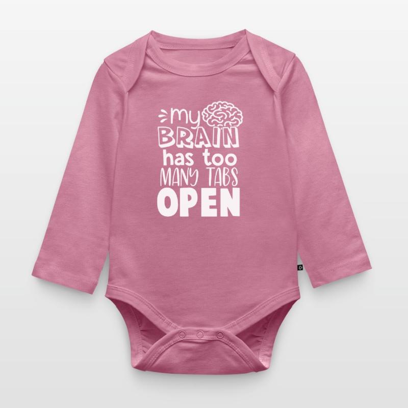 Brain Too Many Tabs Open Gift for Coder Body ecologico per neonato a manica lunga