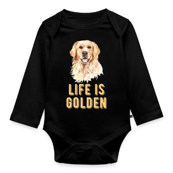 Golden Retriever - Organic Longsleeve Baby Bodysuit - black - Front