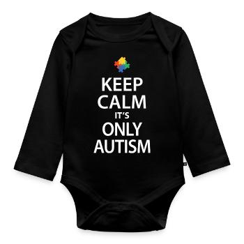Autism - Organic Longsleeve Baby Bodysuit - black - Front