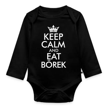 Keep calm and eat Börek design de la cuisine turque - Body Bébé bio manches longues - noir - Devant