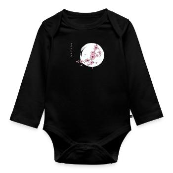 Aesthetic Japan Sakura Japanese Cherry Blossom - Organic Longsleeve Baby Bodysuit - black - Front