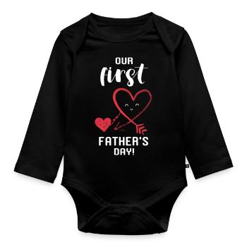 Notre première fête des Pères - Body Bébé bio manches longues - noir - Devant