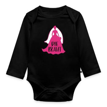 Braut Katze Team Braut Junggesellinnenabschied JGA - Baby Bio-Langarm-Body - Schwarz - Vorne