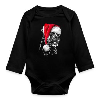 Santa BORDER TERRIER Christmas Wilsigns Dogs - Organic Longsleeve Baby Bodysuit - black - Front