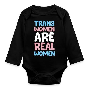 Transfrauen sind echte Frauen LGBTQ - Baby Bio-Langarm-Body - Schwarz - Vorne