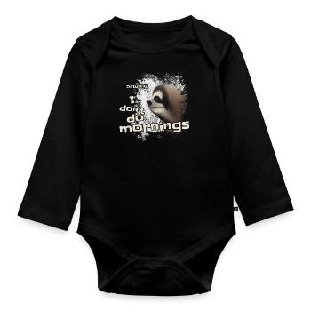Actually I Don't Do Mornings Lässiges Faultier - Baby Bio-Langarm-Body - Schwarz - Vorne