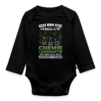 Die Verrückte Chemie Laborantin Chemiker Chemie - Baby Bio-Langarm-Body - Schwarz - Vorne