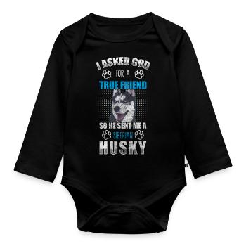 Chien de race husky chien de race - Body Bébé bio manches longues - noir - Devant