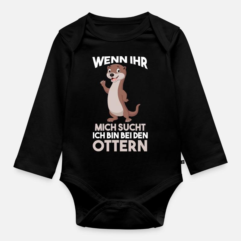 Ich bin bei den Ottern - Baby Bio-Langarm-Body - Schwarz