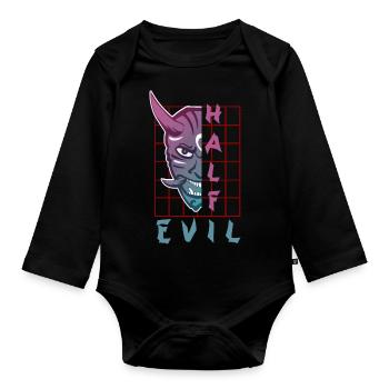 Oni Mask Japon Démon - Body Bébé bio manches longues - noir - Devant