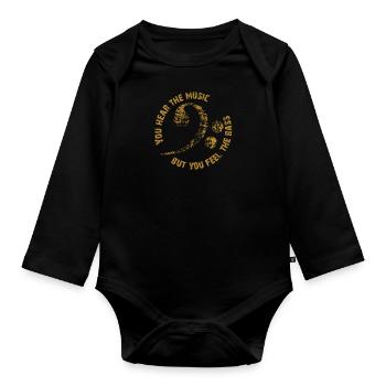 Écoutez la musique et sentez la basse - Body Bébé bio manches longues - noir - Devant