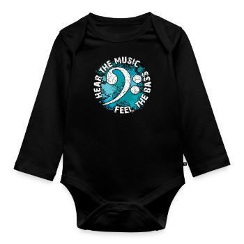 Écoutez la musique - sentez la basse - Body Bébé bio manches longues - noir - Devant