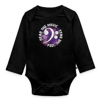 Sentez les basses. Clef de fa - Body Bébé bio manches longues - noir - Devant