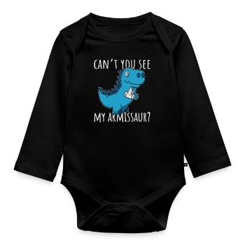 Dinosaurier gebrochener Arm Gute Besserung - Baby Bio-Langarm-Body - Schwarz - Vorne
