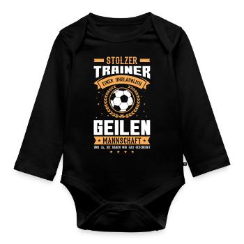 Fußballtrainer Trainer Geschenk - Baby Bio-Langarm-Body - Schwarz - Vorne