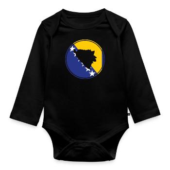 Bosnien Herzegowina Karte Balkan Bosnische Flagge - Baby Bio-Langarm-Body - Schwarz - Vorne