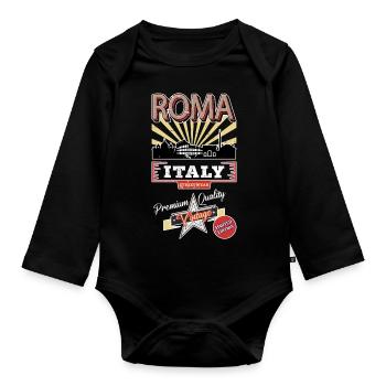 Rom Roma Italien Stadt Skyline Vintage Retro - Baby Bio-Langarm-Body - Schwarz - Vorne