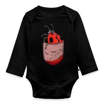 Funny Chest Bag Animal Motif Gift Ladybug - Organic Longsleeve Baby Bodysuit - black - Front